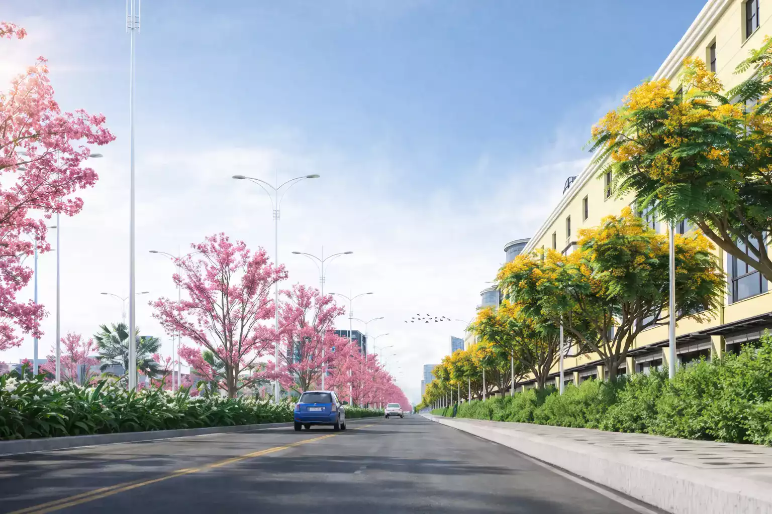 Green parks and walkways within Giga Citi plotted development near ORR Hyderabad
