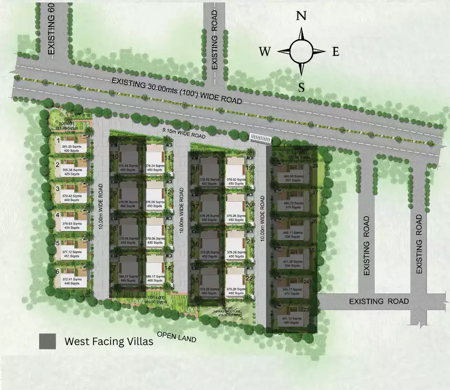 West facing premium villas in Fleetwood gated community Hyderabad